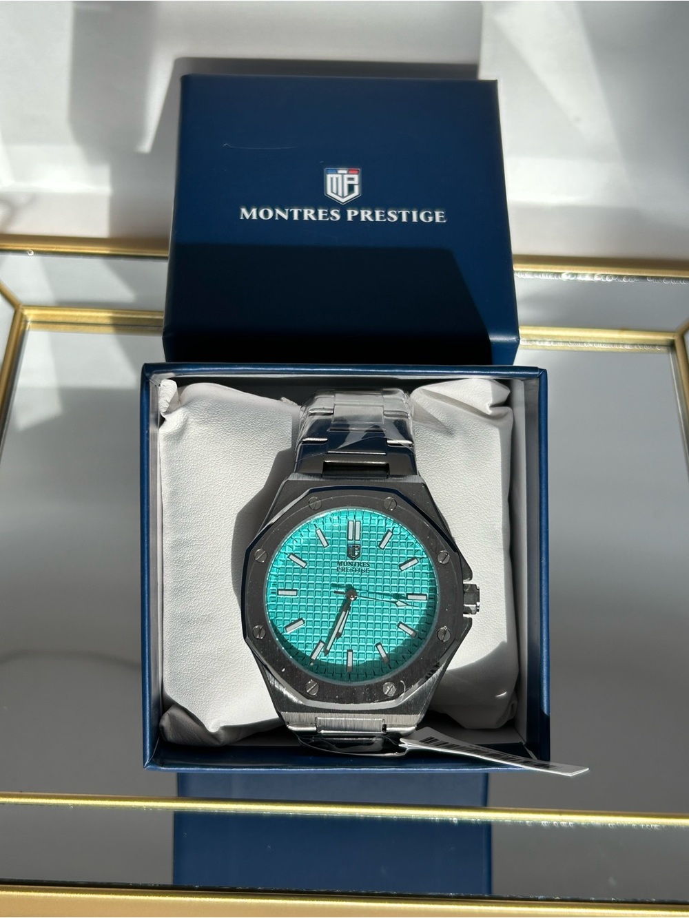 Men's Stainless Steel Watch with Turquoise Dial Montres Prestige and Invicta Pen
